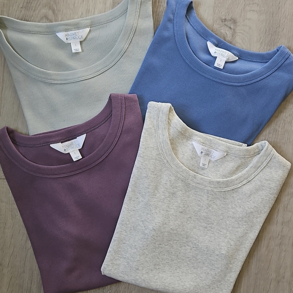 Pearl Cotton Ribbed Crewneck Tee In Grey - Picture 11 of 11
